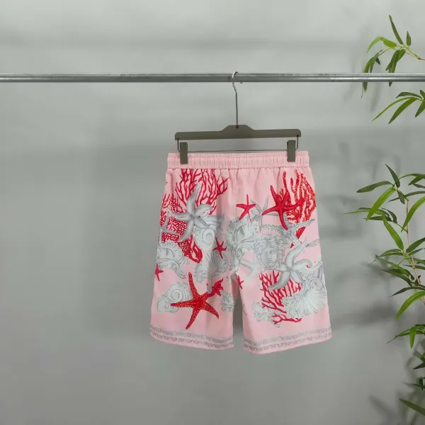 Versace Medusa Coral Print Pink Shirt and Shorts Set - 11