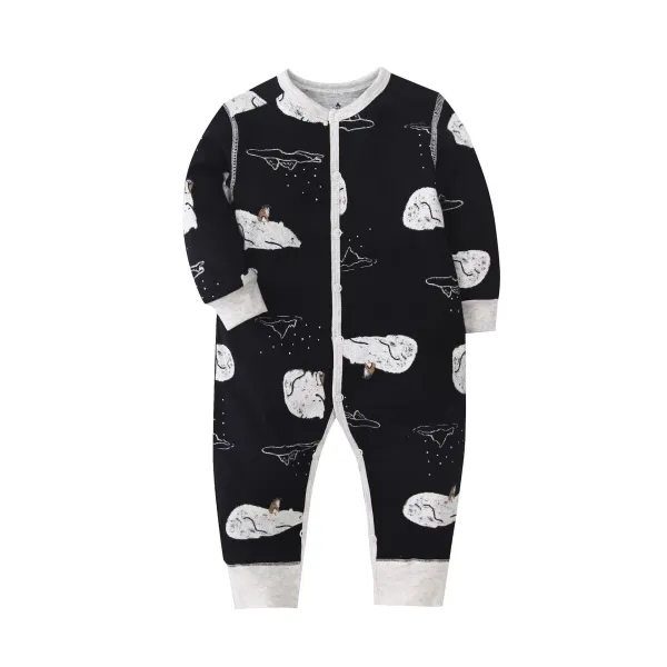 Design Striped Ribbed Footed Romper Brown and White Sleepwear - 10
