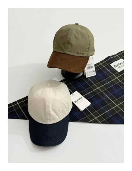 Burberry Barbour Corduroy Brim Baseball Cap Olive / Brown and Cream / Navy Hats - 14