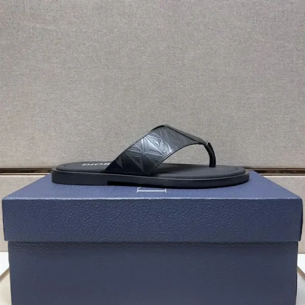 Dior Oblique Logo Slide Sandals Black Slippers - 16