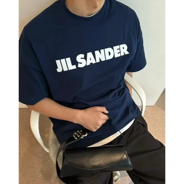 Jil Sander Logo Print Oversized T-Shirt Navy - 9