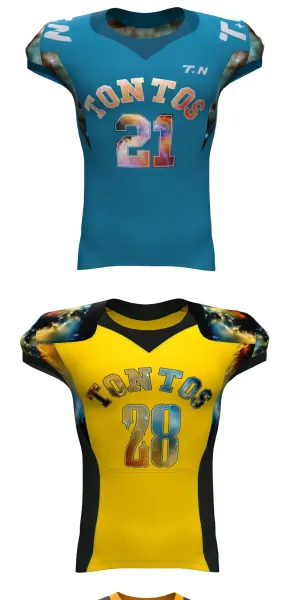 Design Custom Tontos 28 Cloud Print Football Jersey Blue Jersey - 20