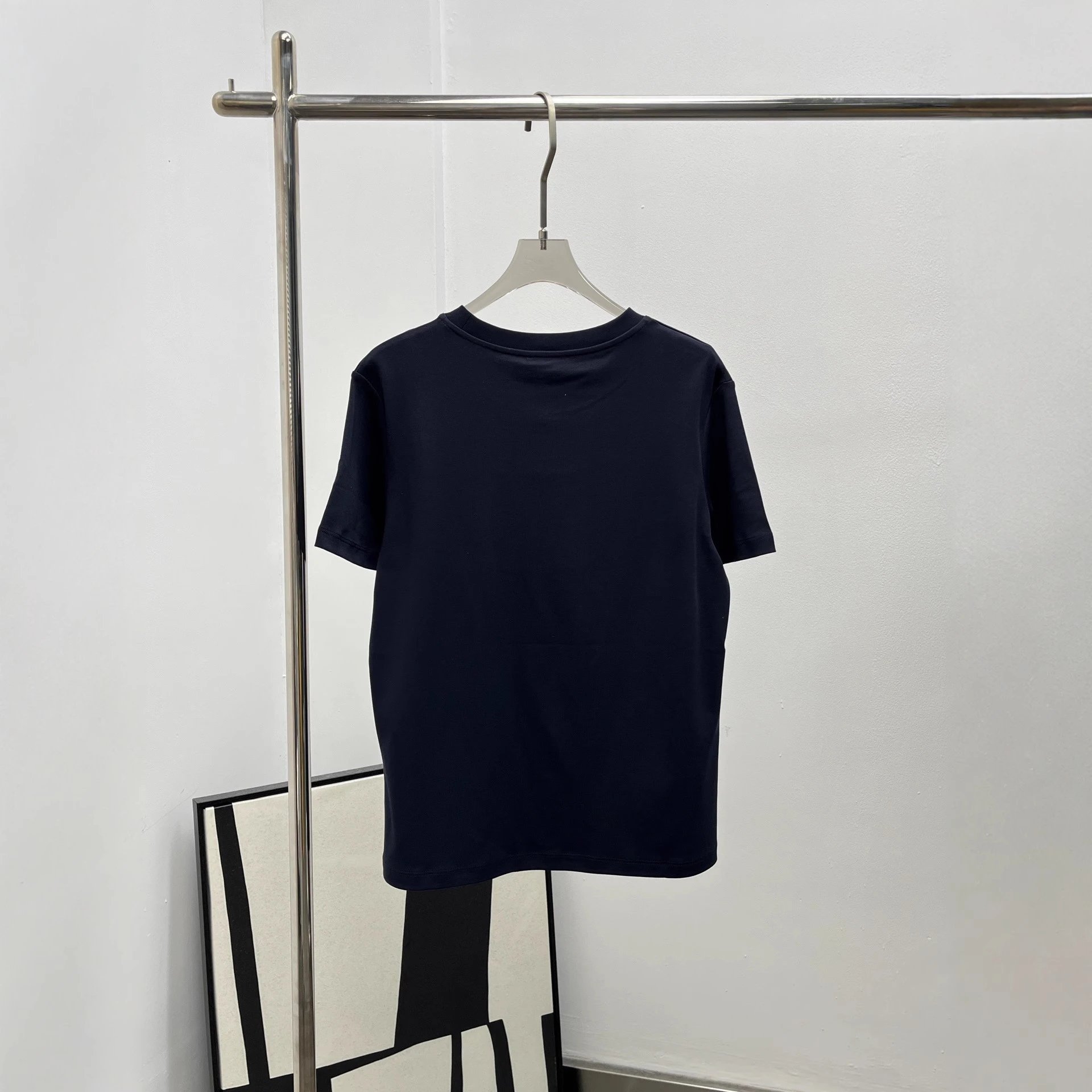 Chanel CC Logo Embellished Navy T-Shirt - 6