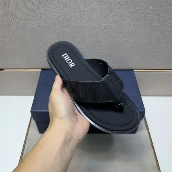Dior Oblique Logo Slide Sandals Black Slippers - 19