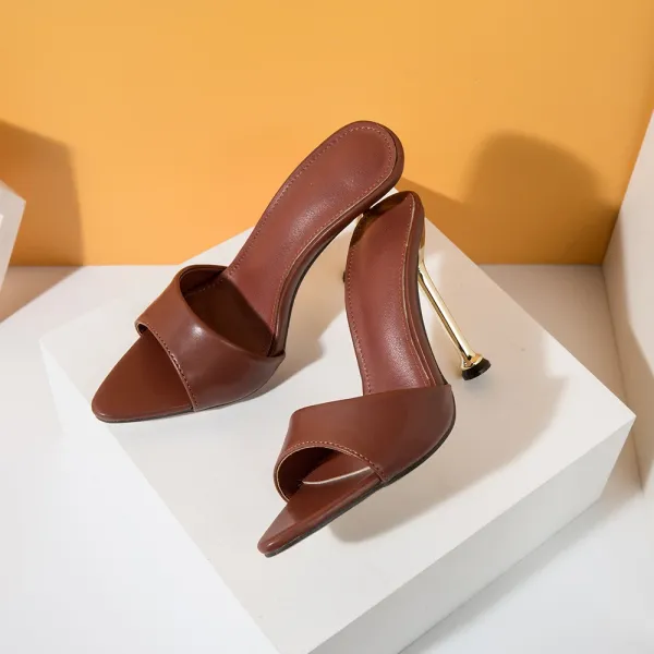 Design Metallic Blue Open-Toe Mule Heels - 11