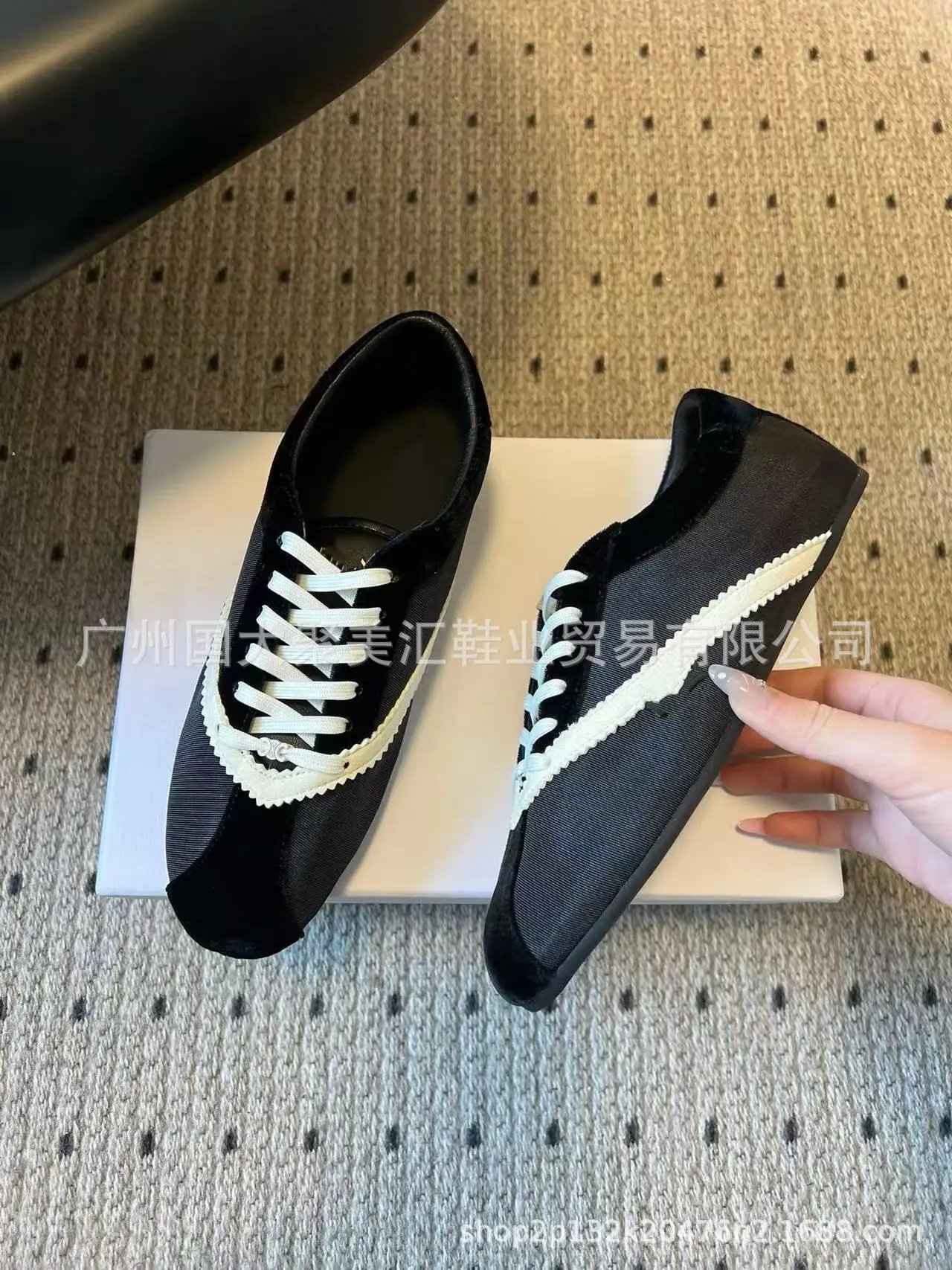 Celine Triomphe Sneakers Black and White Canvas Sneakers - 25