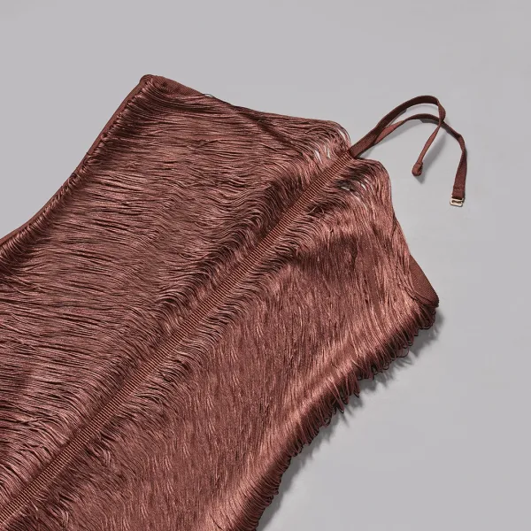 Design Pleated Halter Maxi Dress in Dusty Rose - 43