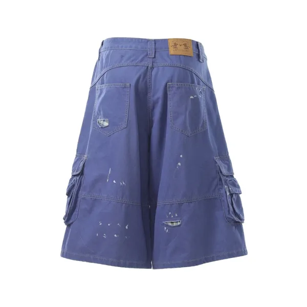 Design Distressed Cargo Shorts Black - 14