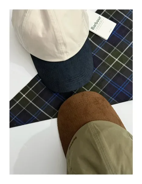 Burberry Barbour Corduroy Brim Baseball Cap Olive / Brown and Cream / Navy Hats - 20