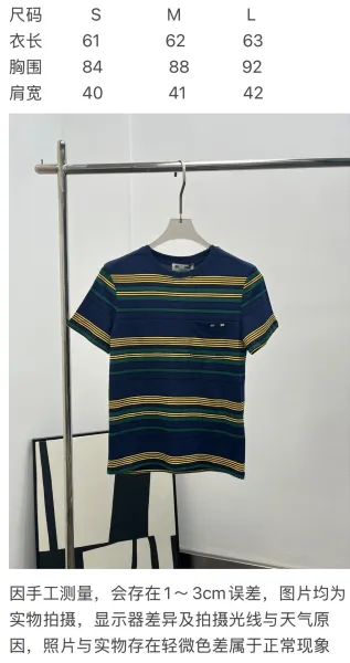 Design Striped Pocket T-Shirt Navy Green Yellow - 2