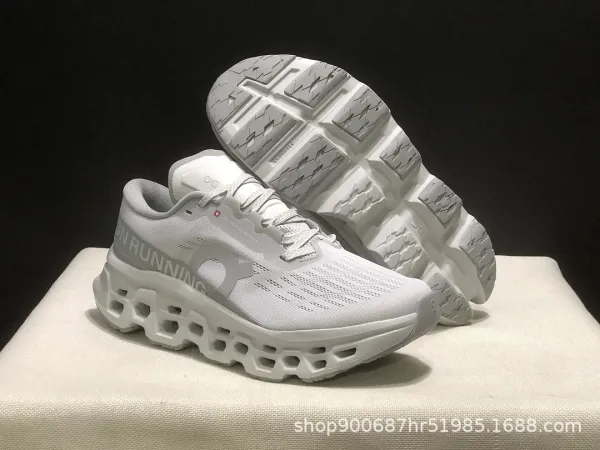 On Running Cloudmonster Gray / White Running Shoes - 16