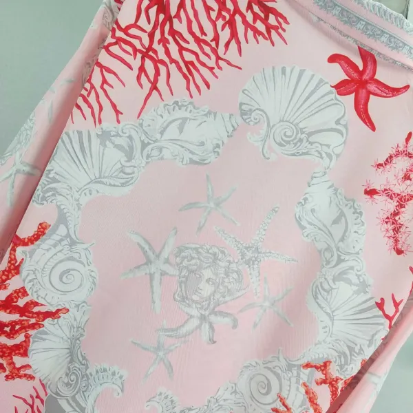 Versace Medusa Coral Print Pink Shirt and Shorts Set - 4