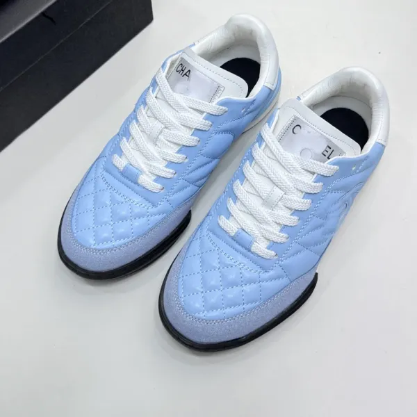 Chanel Tennis Classic Light Blue Quilted Sneakers - 1