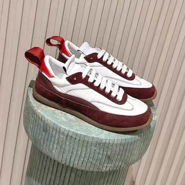 Design Retro Runner Burgundy and White Sneakers - 12