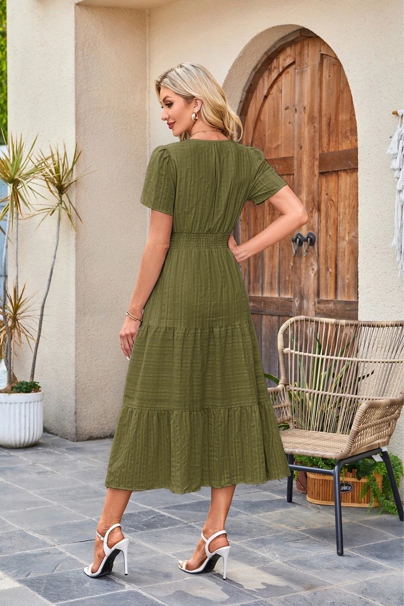 Design Tiered Ruffle Midi Dress Pink - 30