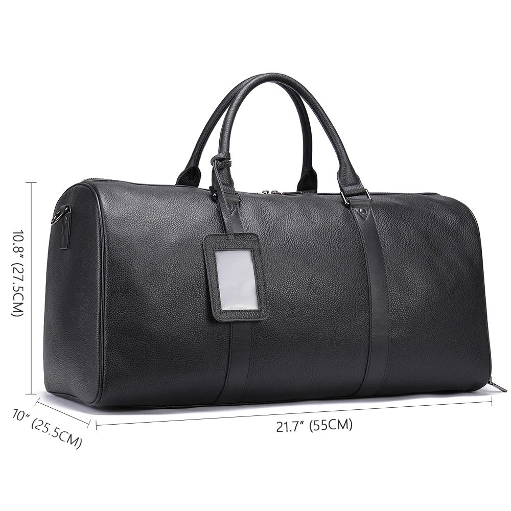 Leather Duffel Bag Black Travel Gym Bag
