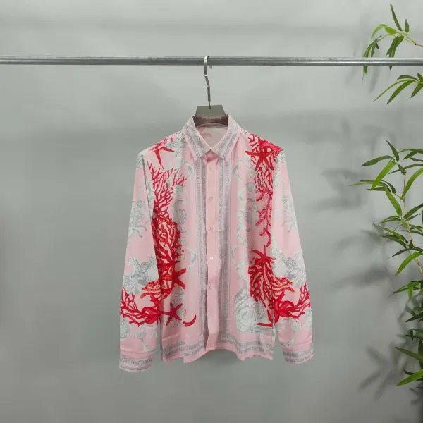 Versace Medusa Coral Print Pink Shirt and Shorts Set - 2