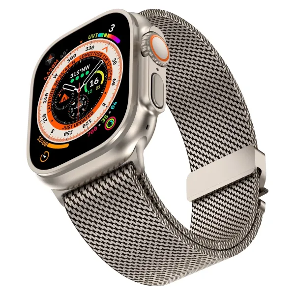 Apple Milanese Loop Watch Band Black and Silver Smartwatch Strap Smartwatches - 26