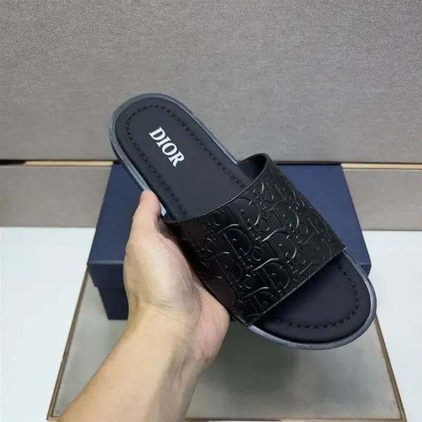 Dior Oblique Logo Slide Sandals Black Slippers - 34