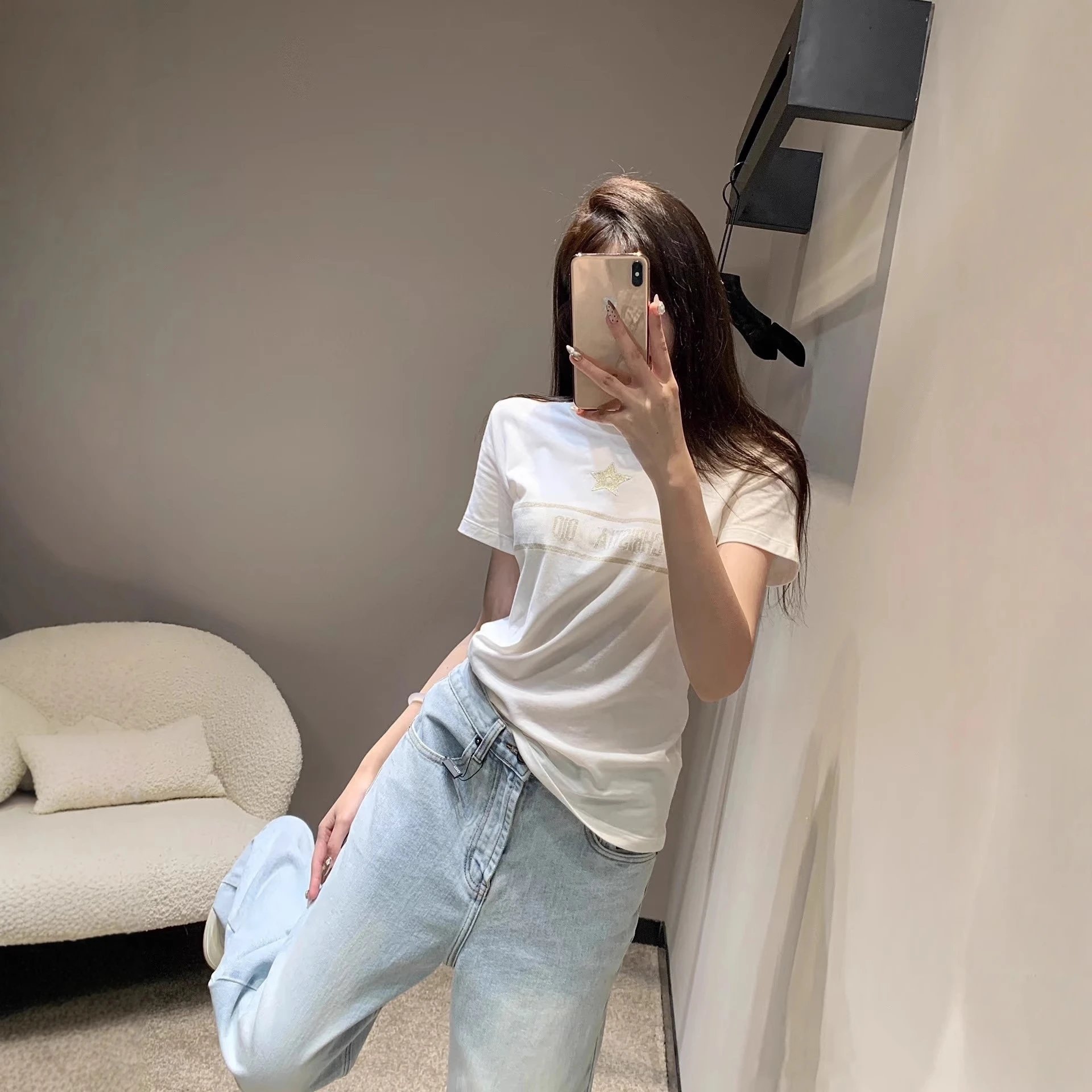 Dior Christia DIO Star Logo White T-Shirt - 3