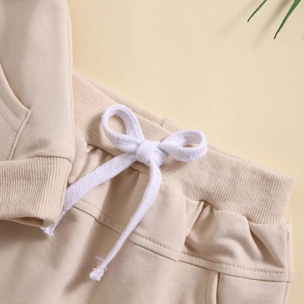 Design Beige Pocket Front Top and Drawstring Shorts Set - 39