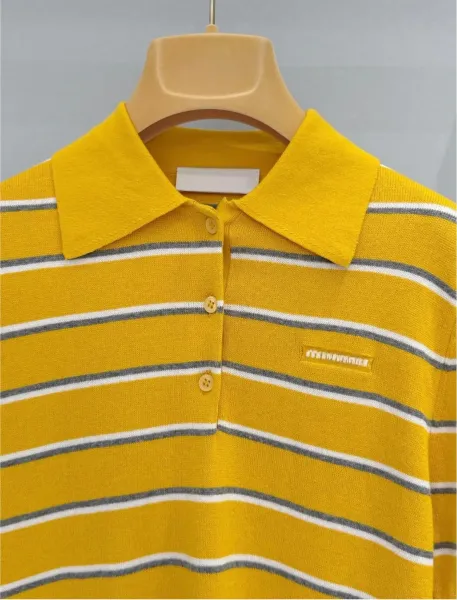 Design Striped Yellow Polo Shirt Tops Polo - 4