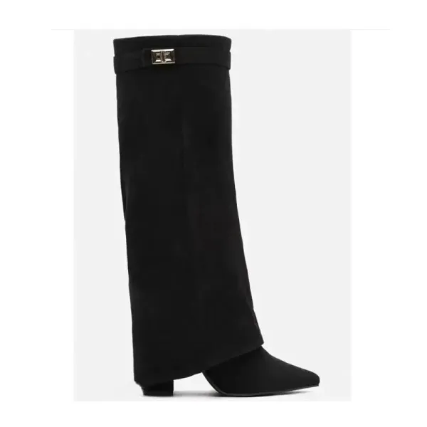 Design Suede Slouchy Knee-High Boots Beige - 8