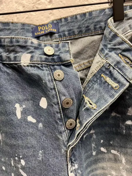 Polo Ralph Lauren Paint-Splatter Straight-Leg Jeans Blue - 4