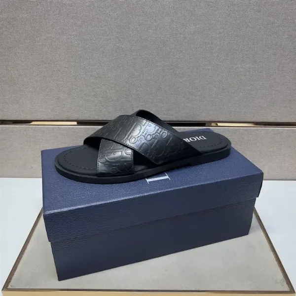 Dior Oblique Logo Slide Sandals Black Slippers - 39