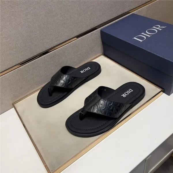 Dior Oblique Thong Sandals Black Slippers - 1