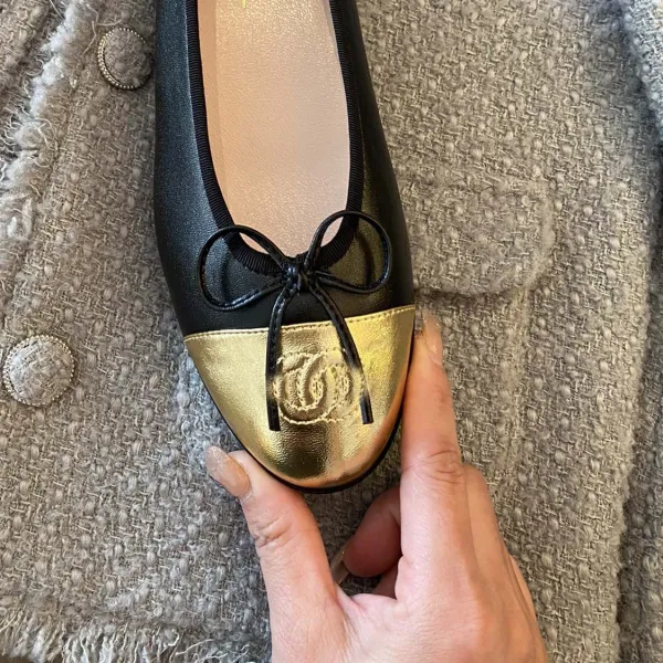 Chanel Ballerina Flats Pink Two-Tone Bow Detail Flat Shoes Loafers - 16