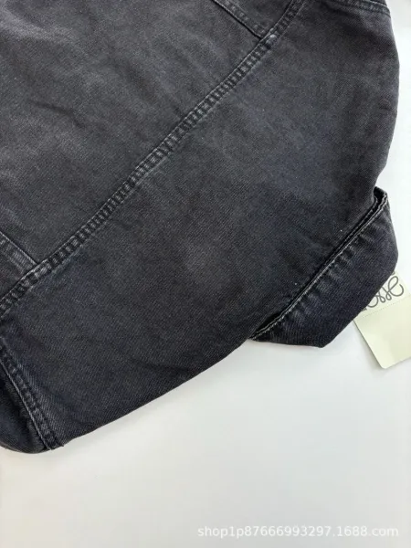 Loewe Denim Jacket Black with Anagram Logo Sleeve Print - 11