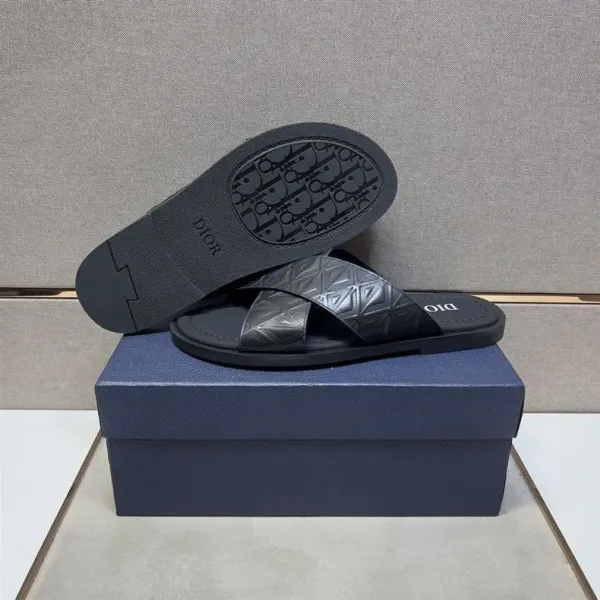 Dior Oblique Logo Slide Sandals Black Slippers - 45