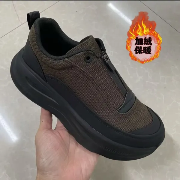 Design Chunky Platform Sneakers Black Fleece-Lined Winter Casual Shoes - 7
