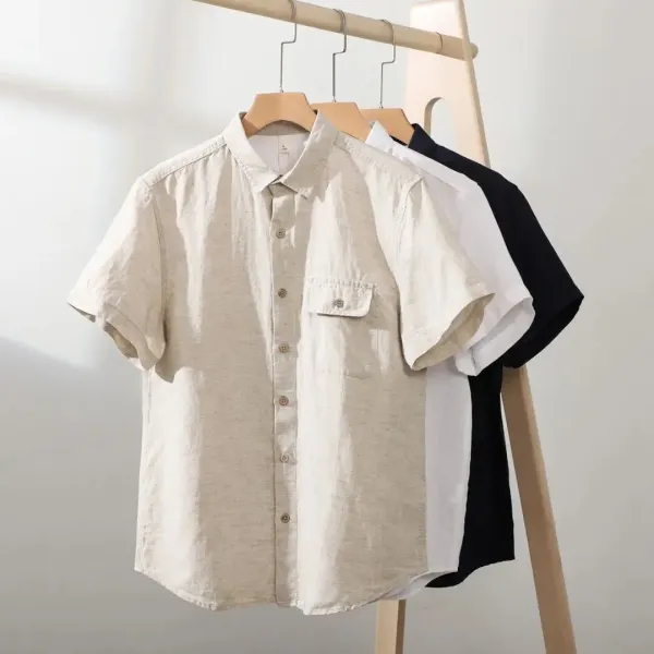 Design Short-Sleeve Button-Up Shirt White - 5