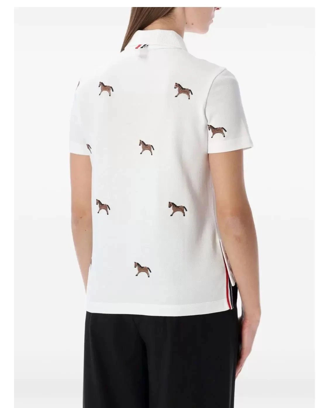 Thom Browne Horse-Embroidered Gray Piqué Polo Polo Shirt - 11