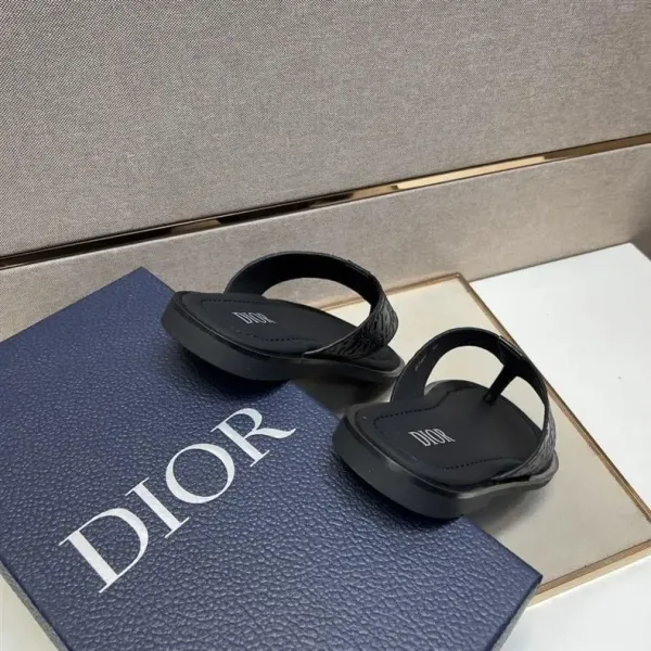 Dior Oblique Logo Slide Sandals Black Slippers - 8