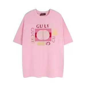 Gucci Gu Lu Graphic Print Pink Oversized T-Shirt