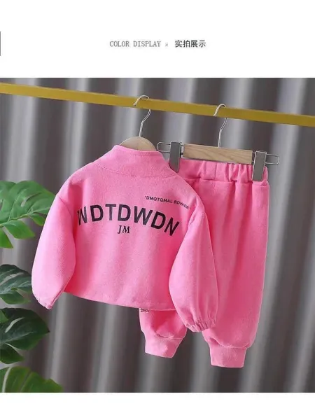 Design Corduroy Zip-Up Jacket and Jogger Set Pink - 4