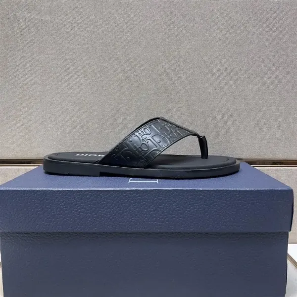 Dior Oblique Logo Slide Sandals Black Slippers - 10