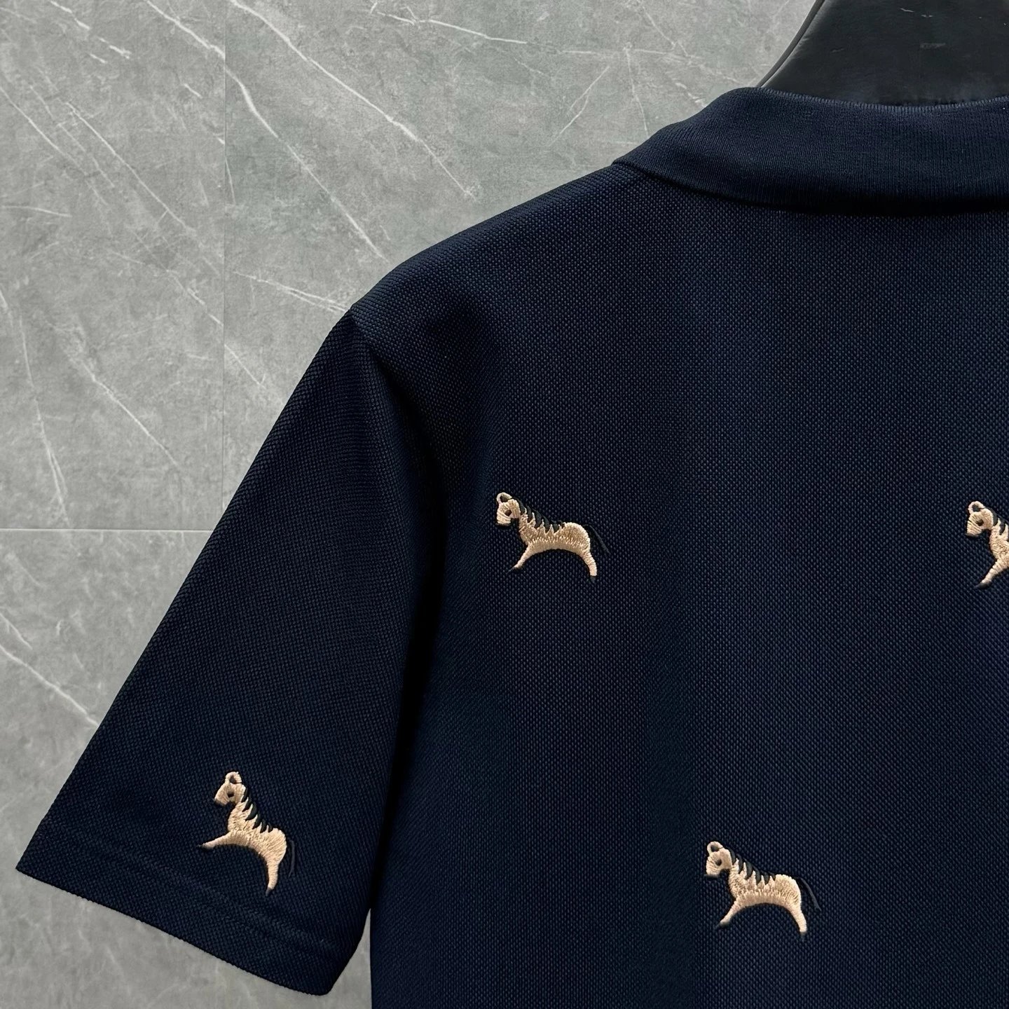 Thom Browne Horse-Embroidered Gray Piqué Polo Polo Shirt - 15
