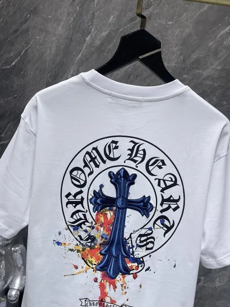 Chrome Hearts Pink Cross Embroidered Black T-Shirt - 7