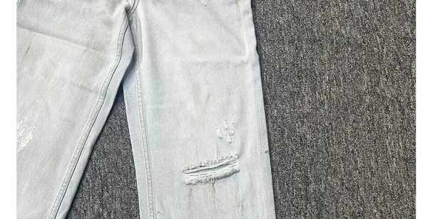 Design Wide-Leg Distressed Light Wash Jeans - 20