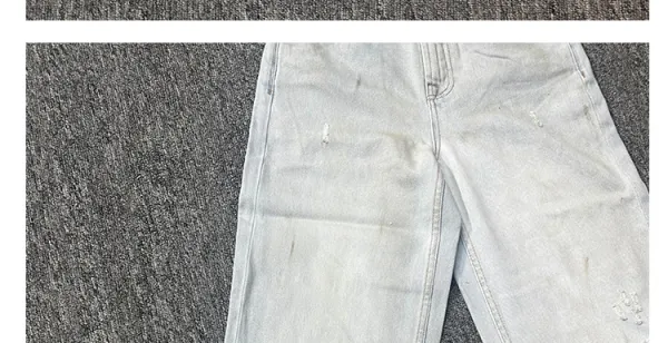 Design Wide-Leg Distressed Light Wash Jeans - 22