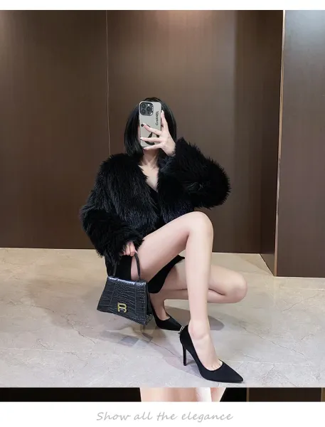 Design Stiletto Heels with Gold Sword Accent Black Heels - 25