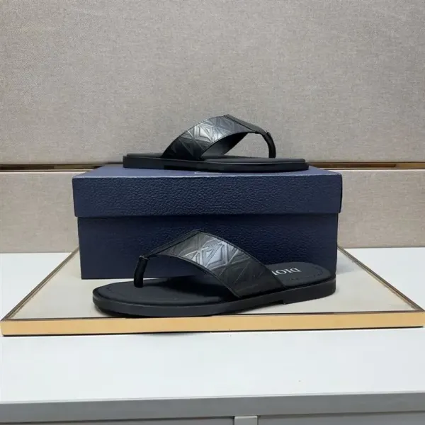 Dior Oblique Logo Slide Sandals Black Slippers - 13