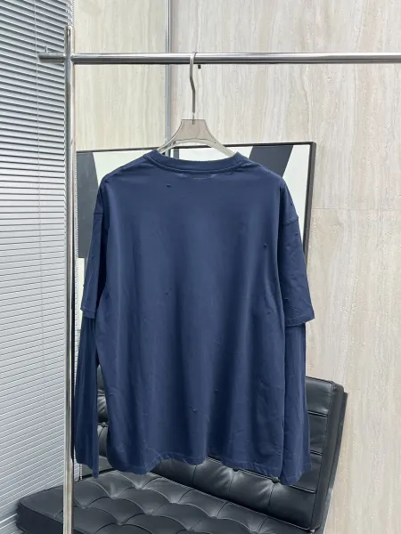 Acne Studios Distressed Logo Print Navy T-Shirt - 7