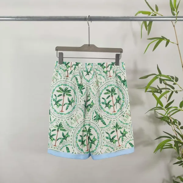 Amiri Palm Tree Print Short-Sleeve Shirt and Shorts Set White Green - 5