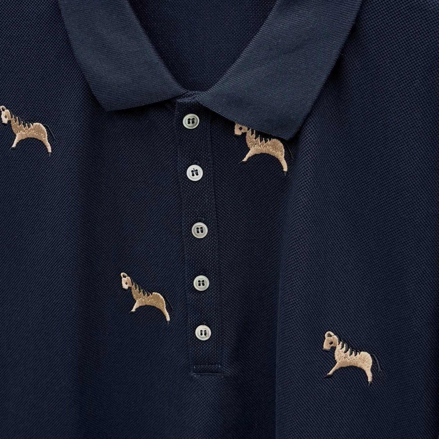 Thom Browne Horse-Embroidered Gray Piqué Polo Polo Shirt - 17