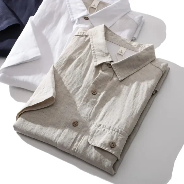 Design Short-Sleeve Button-Up Shirt White - 14